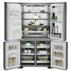 an open refrigerator with its doors wide open