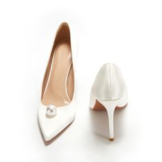 Shop White Satin Pearls Wedding Pumps Closed-Toe Stiletto Bridal Shoes color White for Anniversary, Party, Wedding, Work with worldwide Free shipping & Free return. Pearl White Ankle Strap Heels For Formal Occasions, Elegant Closed Toe Wedding Shoes With 4-inch Heel, Pearl White Pointed Toe Wedding Shoes For Party, Pearl White Ankle Strap Wedding Shoes, Fitted Wedding Shoes For Bridal Shower With Round Toe, Pearl White Evening Heels With Round Toe, Pearl White Round Toe Heels For Evening, Fitted Open Toe Court Shoes For Wedding, Elegant Low Heel Bridal Shower Heels