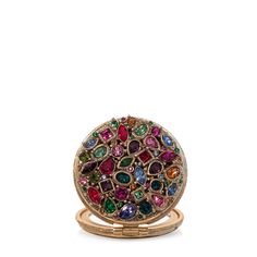 Jeweled Mirror Compact Evening Jewelry With Round Stones, Round Evening Jewelry With Stones, Elegant Gold Jewelry With Round Case, Crystals Packaging, Jay Strongwater, Gold Light, Chic Accessories, Conversation Starters, Matte Gold