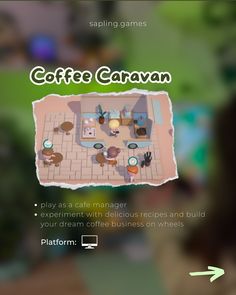 the menu for coffee caravan is shown in this screenshot from an interactive video game