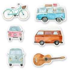 various stickers with different types of vehicles