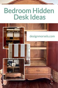 Bedroom Hidden Desk ideas Desk Design Ideas, Furniture For Office, Hidden Desk, Printer Storage, Upcycle Furniture, Office Nook, Large Closet, Paper Storage, Diy Cabinets