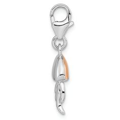 Rhodium over sterling silver 3-Dimensional jellyfish charm with orange glitter enamel and fancy lobster clasp. Measures approximately 1 1/16"L x 3/8"W. Silver Enamel Jewelry With Dangling Charms, Orange Enamel Dangle Jewelry, Sterling Silver Dangle Charms With Lobster Clasp, Silver Enamel Charms With Lobster Clasp, Orange Dangle Jewelry With Lobster Clasp, 3d Jellyfish, Jellyfish Charm, Orange Glitter, Bracelets Gold Diamond