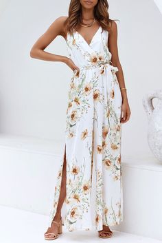 White Poppy Print Belted Cami Wide Leg Jumpsuit White Tie Waist Jumpsuits And Rompers For Vacation, Fitted Summer Jumpsuit With Tie Waist, White Summer Jumpsuit With Tie Waist, White Tie Waist Jumpsuits And Rompers For Beach, White Jumpsuits And Rompers For Spring Vacation, White Tie Waist Jumpsuit For Beach, White Beach Jumpsuit With Tie Waist, White Floral Print Jumpsuits And Rompers For Vacation, Summer Fitted Jumpsuits And Rompers With Tie Waist