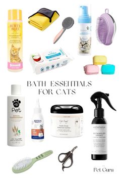 Bath Essentials For Cats | Interior Must Haves Cat Products Pet Care, Cat Life Hacks, Household Necessities, Kitten Supplies, Dog Skin Care, Kitten Accessories, Getting A Kitten, Cat Shampoo, Cat Fountain