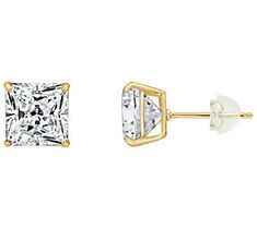 You don't need a tiara or glass slippers to feel like a princess. All you need is confidence and the simple elegance of these stud earrings. Classic Diamond Cut Diamond Earrings For Party, Classic Diamond Cut Earrings For Party, Gold Princess Cut Earrings For Formal Occasions, Gold Princess Cut Earrings For Formal Events, Classic Party Diamond Earrings With Prong Setting, Classic Diamond Earrings With Prong Setting For Party, Classic Diamond Earrings For Party, Princess Cut Diamond Earrings Fine Jewelry, Gold Diamond Earrings With Vs Clarity