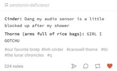 the text on the tweet reads, cidder dan my audio sensor is a little blocked up after my shower thor arms full of rice bags girl i gotch