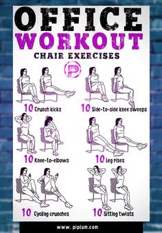 the poster shows how to do an office workout with chair exercises for men and women