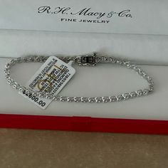 Diamond Tennis Bracelet From Macy’s Brand New With Tag 1 Carat Total Weight 7 1/4 Inches 14k White Gold Comes With Macy’s Box Box Lock Clasp Closure Diamond Color Rating Code: I-J Diamond Clarity Rating Code: I2-I3 Diamond Shape: Round Retail Price: $2,600.00 Classic Sterling Silver Hallmarked Tennis Bracelet, Classic Hallmarked Sterling Silver Tennis Bracelet, Classic Hallmarked Diamond Bracelet, Classic Hallmarked Tennis Bracelet For Formal Occasions, Classic Formal Hallmarked Tennis Bracelet, Classic Hallmarked White Gold Tennis Bracelet, Elegant White Gold Bracelets With Hallmarks, Elegant Macy's Bracelet As A Gift, Pink Pearl Bracelet