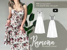 a woman in a dress with flowers on it and the words ramon written below her