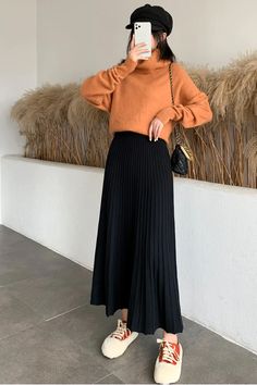 High Waist Elegant A-Line Long Knitted Skirts – Tomscloth Fashion Long Skirt, Long Skirt For Women, Y2k Outfits Summer, Goth Outfit, High Waisted Maxi Skirt, Knit Maxi Skirt, Long Skirts For Women, Skirt For Women, Knitwear Fashion