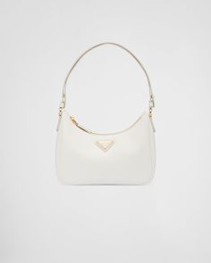 White Prada Re-Edition Saffiano leather mini bag | PRADA Purses Prada, White Prada Shoulder Bag, Shoulder Bag Prada, White Luxury Purse, White Prada Bag Outfit, White Mini Purse, Cute Prada Bags, Small Prada Bag, Purse White