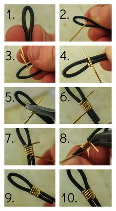 instructions to make an ornament with wire wrapped around the ends and metal pins