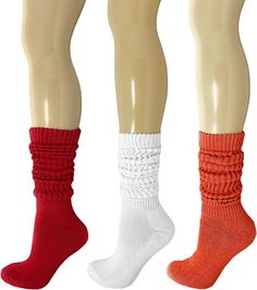 Keep your feet warm and comfortable with these Women's Extra Heavy Cotton Slouch Socks, perfect for any season. Made from 85% cotton, 13% polyamide, and 2% elastane, these socks feature a thick, cushioned sole for added comfort and durability. They can be worn in three different ways: pulled up for knee-length, slouched to mid-calf, or scrunched down to ankle length, making them versatile for any outfit. The moisture-wicking properties keep your feet dry, while the colorful design adds a fun tou Casual Red Knee-high Socks, Casual Red Knee-high Socks For Fall, Comfortable Stretch Red Socks, Casual Red Stretch Knee-high Socks, Slouch Socks, Colorful Design, Purple Grey, Mozambique, Neon Pink