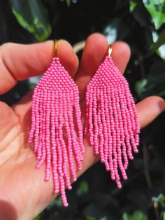 Salmon pink chandelier drop fringe beaded earrings.
They are elegant, fashionable and versatile, suitable for everyday wear, and for the holiday.
Developed a unique and inimitable design.
Made of high quality Japanese and Czech beads. (colors may vary due to your monitor settings).

Length - 7.5 centimeters
Width - 2.5 centimeters
Ear clasp- you can choose between options brass ear wire in gold color or 925 sterling silver clip on. Pink Trendy Dangle Chandelier Earrings, Trendy Pink Dangle Chandelier Earrings, Pink Chandelier Earrings For Summer Party, Trendy Pink Dangle Tassel Earrings, Pink Fringe Tassel Dangle Earrings, Pink Beaded Earrings With Fringe, Pink Dangle Tassel Earrings With Fringe, Pink Dangle Tassel Earrings, Pink Beaded Fringe Dangle Tassel Earrings