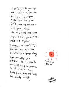 a handwritten poem with an orange sun on it