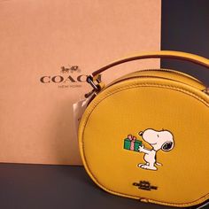 Refined Pebble Leather 2 Zip Closures Long Strap Included Coach Peanuts Collaboration Collection Mustard Color Canteen Purse, Leather Canteen, Green Coach Purse, Denim Shoulder Bags, Bags Coach, Brown Leather Bag, Mustard Color, Coach Shoulder Bag, Leather Laptop