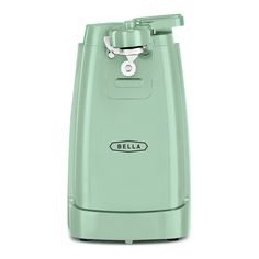 a green water dispenser on a white background with the word bella written below it