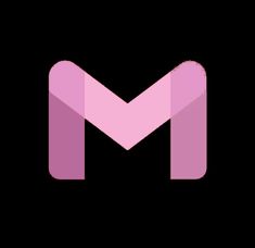 the letter m in pink on a black background