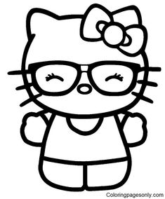 a hello kitty with glasses and a bow on her head