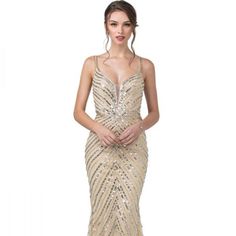 The Delightful Dress Made In The Silhouette Of The Sheath Will Emphasize Your Curves And A Loose Skirt To The Bottom Will Allow You To Move Comfortably While The Straps Will Fix The Correct Position Of The Dress And Sparkling Sequins In Combination With Beads Will Create An Eye-Catching Image That Will Set You Apart From The Crowd. Length: Long Color: Champagne Neckline: Illusion Deep V-Neck Silhouette: Sheath Sleeve: Sleeveless, Straps Back: Open, Zipper Embellishments: Sequins, Beads Occasion: Sleeveless Sequin Dress With Beaded Straps For Gala, Sleeveless Beaded Gown For Prom Season, Sleeveless Beaded Prom Gown, Sleeveless Beaded Sequin Dress For Prom, Sleeveless Beaded Gown For Prom, Gold Sleeveless Beaded Dress, Beaded Sleeveless Sequin Dress For Prom, Gold Beaded Sleeveless Dress, Glamorous Embellished Sleeveless Wedding Dress