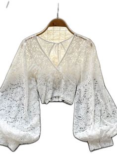 Lace Blouse, Short Tops, Open Back, V Neck, Lace