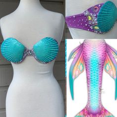 This listing guarantees that your bra will never be remade. You are purchasing the bra and the creative right to make the bra. You will never go to the ocean, pool, river, lake, a photoshoot, or anywhere else and see someone else wearing your bra. This is a made to order waterproof bra customized to match your tail! It will be sealed in epoxy and details exclusive of rhinestones will be sewn down. Please contact me before ordering :) Seashell Bra, Mermaid World, Mermaid Bra, Ocean Pool, Mermaid Diy, Shell Tops, Womens Costumes, Holiday Weekend, Women's Costumes