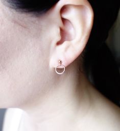 Rose Gold Post Earrings Rose Gold Stud Earrings Stocking Stuffer for Her Tiny Circle Drop Rose Gold Minimalist Rose Gold Circle Earrings, Rose Gold Round Cartilage Earrings With Matching Pair, Rose Gold Round Cartilage Earrings, Rose Gold Circle Sterling Silver Earrings, Rose Gold Sterling Silver Circle Earrings, Nickel Free Rose Gold Cartilage Earrings, Nickel-free Rose Gold Cartilage Earrings, Everyday Round Rose Gold Earrings, Everyday Rose Gold Round Earrings