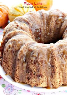 a bundt cake sitting on top of a white plate