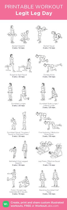 the printable workout poster shows how to do an exercise