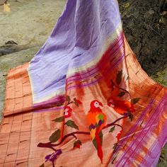 Melrose Purple Pure Silk Handwoven Paithani Saree with Triple Muniya Border - Khinkhwab Purple Handloom Pre-draped Saree For Puja, Multicolor Handloom Tussar Silk Pre-draped Saree, Purple Handloom Chanderi Pre-draped Saree, Festival Pre-draped Chanderi Saree With Woven Motifs, Traditional Purple Paithani Silk Pre-draped Saree, Paithani Silk Pre-draped Saree, Traditional Multicolor Handloom Pre-draped Saree, Bollywood Style Handloom Paithani Silk Saree, Purple Silk Pre-draped Saree With Handloom Details