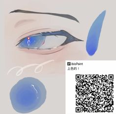 an image of a person's eye with blue circles around it and a qr code