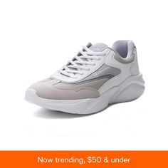 in stock Trendy Gray Sneakers With Cushioned Footbed, Modern Gray Sneakers For Light Sports, Comfortable Gray Running Shoes For Streetwear, Sporty Gray Platform Sneakers For Streetwear, Urban Gray Running Shoes With Round Toe, Casual Gray Low-top Running Shoes, Trendy Gray Synthetic Sneakers, Trendy Gray Low-top Chunky Sneakers, Casual Gray Running Shoes For Streetwear