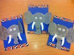 three pieces of paper with elephants on them