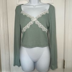 Minty Green Lace Shirt Size X-Large Never Worn Excellent Condition Front Lace Detail Grandma Style Outfits, Green Lace Shirt, Grandma Style, Grandma Fashion, Minty Green, Shein Tops, Green Lace, Lace Shirt, Style Outfits