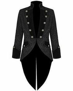 Top Rated Handmade Women's coat Jacket Black Brocade Goth Steampunk Victorian/Tailcoat , Women's Coats, Jackets & Vests Emo Jacket, Steampunk Tailcoat, Mens Steampunk, Tail Coat, Victorian Fabric, Steampunk Victorian, Frock Coat