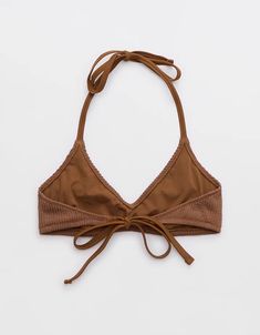 Aerie Crinkle Halter Voop Bikini Top Vacation Bathing Suits, Brown Swimsuit, Make Waves, Bathing Suits, American Eagle Outfitters, Dream Closet, Women's Jeans, American Eagle, Women Jeans