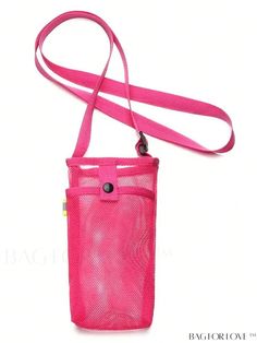 BagForLove - Insulated Water Bottle Carrier with Mesh Pouch and Phone Pocket for Outdoor Activities Everyday Pink Bag With Water Bottle Pocket, Functional Pink Pouch For School, Functional Pink School Pouch, Pink Pouch For Daily Use In Summer, Casual Pink Pouch For School, Casual Pink School Pouch, Outdoor Pink Bags With Water Bottle Pocket, Pink Outdoor Bags With Water Bottle Pocket, Pink Bags With Water Bottle Pocket For Outdoor