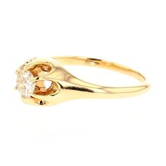 Description: This beautiful vintage diamond ring is crafted from 14K yellow gold and features a sparkling round diamond with a weight of 0.25 carats. The diamond is rated J in color and SI1 in clarity, making it a stunning and eye-catching piece. The ring weighs 2.6 grams and is available in size 5. Specifications: 14K yellow gold Round diamond, 0.25ct J/SI1 clarity Vintage design 2.6gr weight Size 5 Item code: 889059 Classic Yellow Gold Cluster Ring With Single Diamond, Classic Gold Cluster Ring With Single Diamond, Vintage Diamond Ring, Yellow Gold Diamond Ring, Vintage Diamond Rings, Gold Diamond Ring, Yellow Diamond, Vintage Diamond, Round Diamond