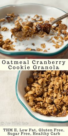 oatmeal cranberry cookie granola in a bowl