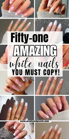 50+ Amazing White Nails For Your Next Manicure; white swirl nails! This includes white nails with designs, white nails acrylic, white nails ideas, white nails short, white nails design, white nails almond, white nail designs, white nail ideas, white nail art & more! This also includes fun white nails, cute white nails, elegant white nails, white nails with glitter, white nails with rhinestones, almond nails white, white nails milky, elegant nails white & more! #whitenails #whitenailsacrylic #whi Fun White Nails, Nails Ideas White, Acrylic White Nails, Cute White Nails, White Nails Short, Nail Designs White, White Nails With Designs, White Nails Acrylic, Nails Short White