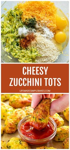 cheesy zucchini tots with tomatoes and cheese