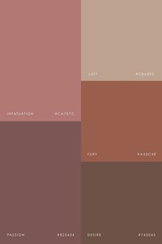 four different shades of brown, pink, and beige with the same color scheme in each section