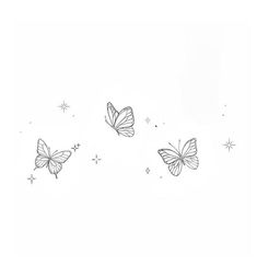 Horizontal Butterfly Tattoo, Butterfly Landing Tattoo, Butterflies With Stars Tattoo, Three Butterfly Tattoo Designs, Butterfly And Star Tattoo, Delicate Butterfly Tattoo Simple, Butterfly Star Tattoo, Butterfly And Stars Tattoo Design, Tiny Butterfly Tattoo With Stars