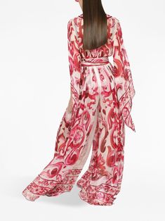 Dolce & Gabbana Majolica-print Maxi Dress - Farfetch Majolica Print, Print Chiffon Dress, Silk Dress Long, Dolce Gabbana Dress, Russian Fashion, Women Long Dresses, Red Silk, Printed Maxi, Printed Maxi Dress