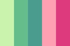 the color palette is pink, green and blue