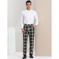 These plaid pants are fitted with a colorful check pattern for an elegant and stylish look. Plaid pattern pants can be worn with a t-shirt, dress shirt, sweater, blazer, or trench coat for an elegant and stylish look. These plaid pants are suitable for a variety of occasions such as business, meetings, parties, weddings, offices, daily leisure, etc. Business Casual Plaid Cotton Bottoms, Plaid Cotton Bottoms For Business Casual, Tailored Casual Plaid Pants, Business Casual Plaid Cotton Pants, Mens Plaid Pants Outfit Formal, Plaid Pants Soft Boy, Men’s Plaid Dress Pants Outfits, Mens Plaid Dress Pants, 70s Mens Plaid Pants