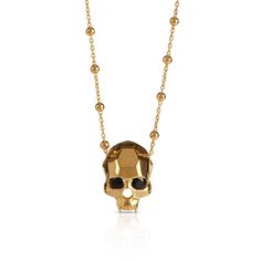 Geometric vampire skull pendant in 18 carat gold vermeil with black onyx eyes and fanged teeth. Kasun pieces are often playful, sometimes quirky, and always beautiful. Made in Thailand 18ct yellow gold plated sterling silver Gold Skull Necklace For Halloween, Yellow Gold Skull Jewelry For Gift, Luxury Skull Jewelry For Gifts, Luxury Skull Shaped Jewelry For Gift, Halloween Skull Shaped Gold Jewelry, Gold Skull Jewelry For Party, Fanged Teeth, Onyx Eyes, Vampire Skull