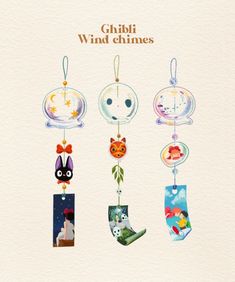 an advertisement for children's wind chimes featuring cartoon animals hanging from the strings