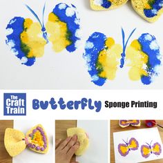 the craft train butterfly sponge printing is fun for kids to do with their own hands